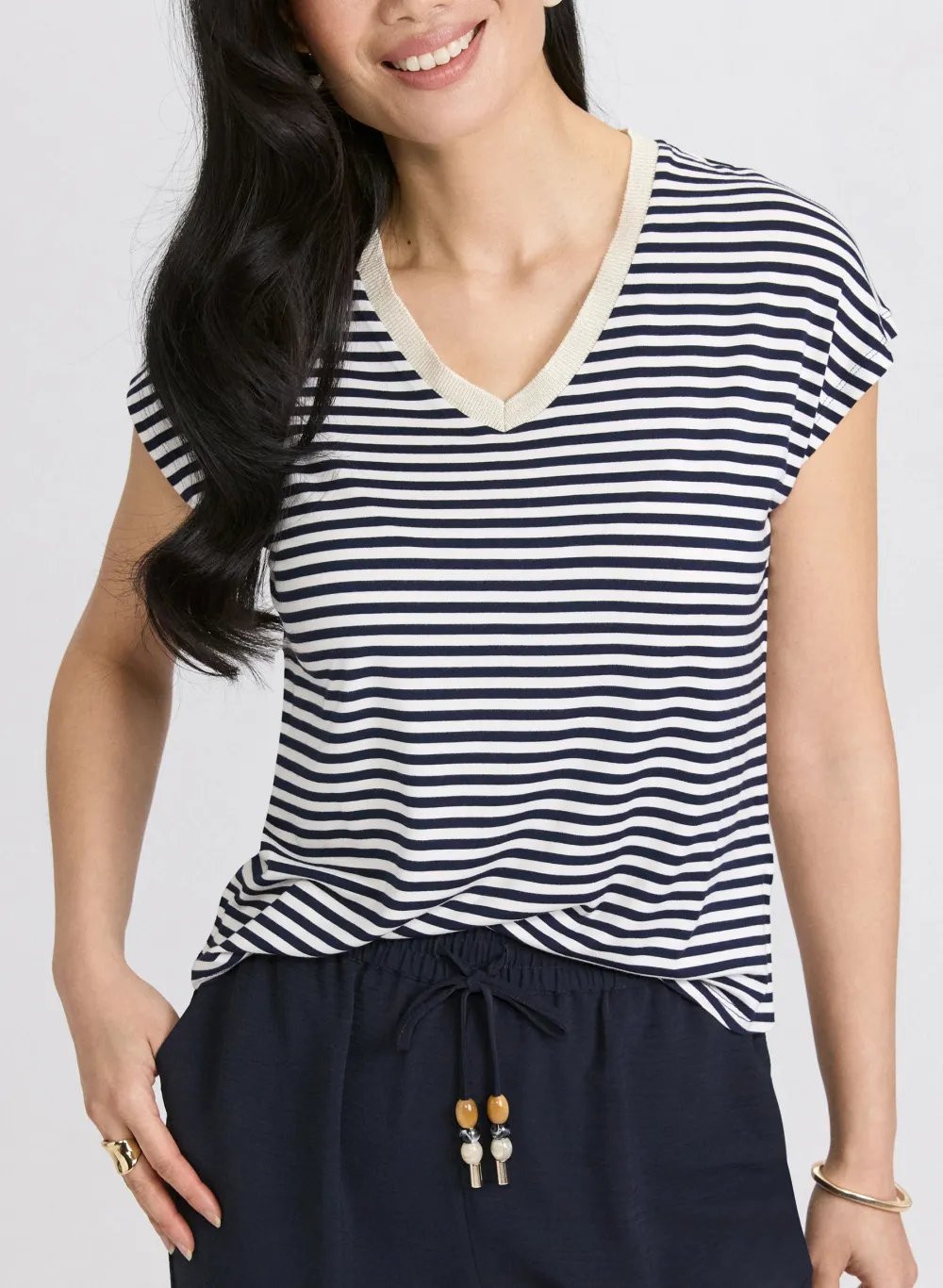 Striped V-Neck Top