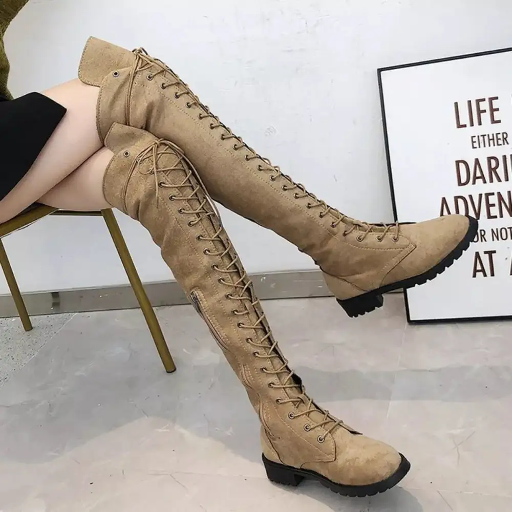 Lace-Up Over Knee Boots