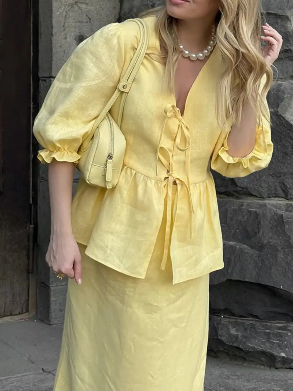 Tie Front Lace Coordinated Set