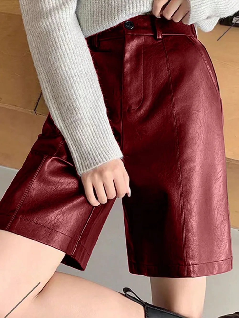 Leather High Rise Shorts