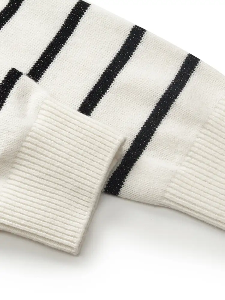 Wool Black And White Stripe Women Sweater