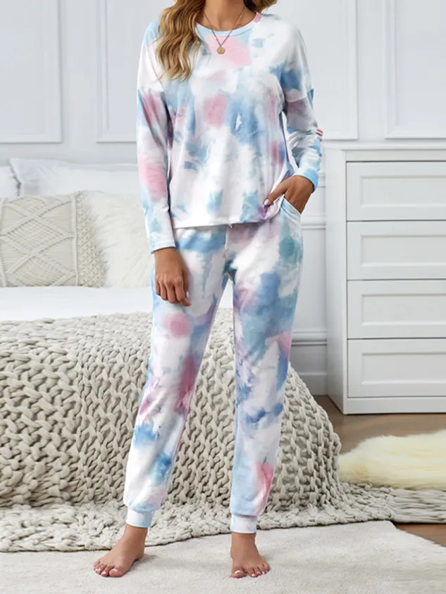 Casual Tie-Dye Pattern Lounge Set