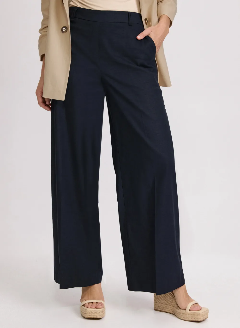 Solid Color Buttoned Pants