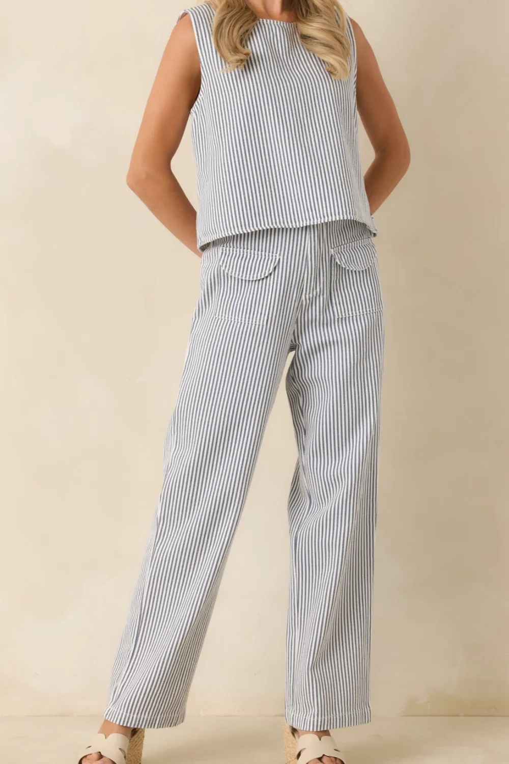 Striped Wide Leg Casual Pants