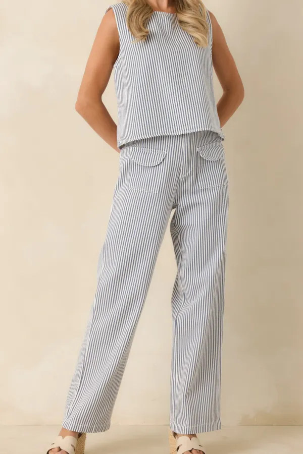 Striped Wide Leg Casual Pants