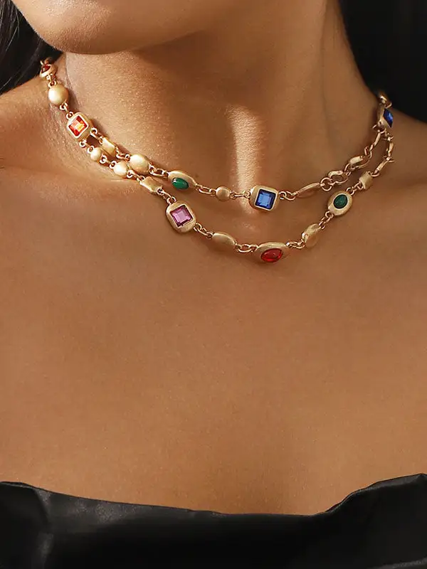 Double Layer Layered Geometric Vintage Necklace