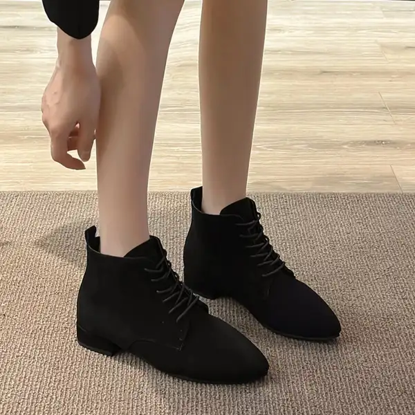 Refined Pointed Toe Block Heel Boots