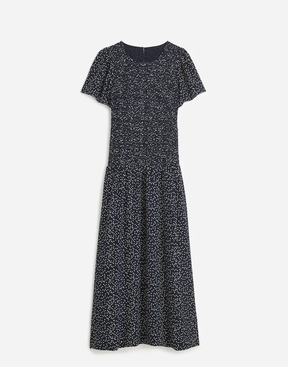 Flutter-Sleeve Smocked Maxi Dress in Floral