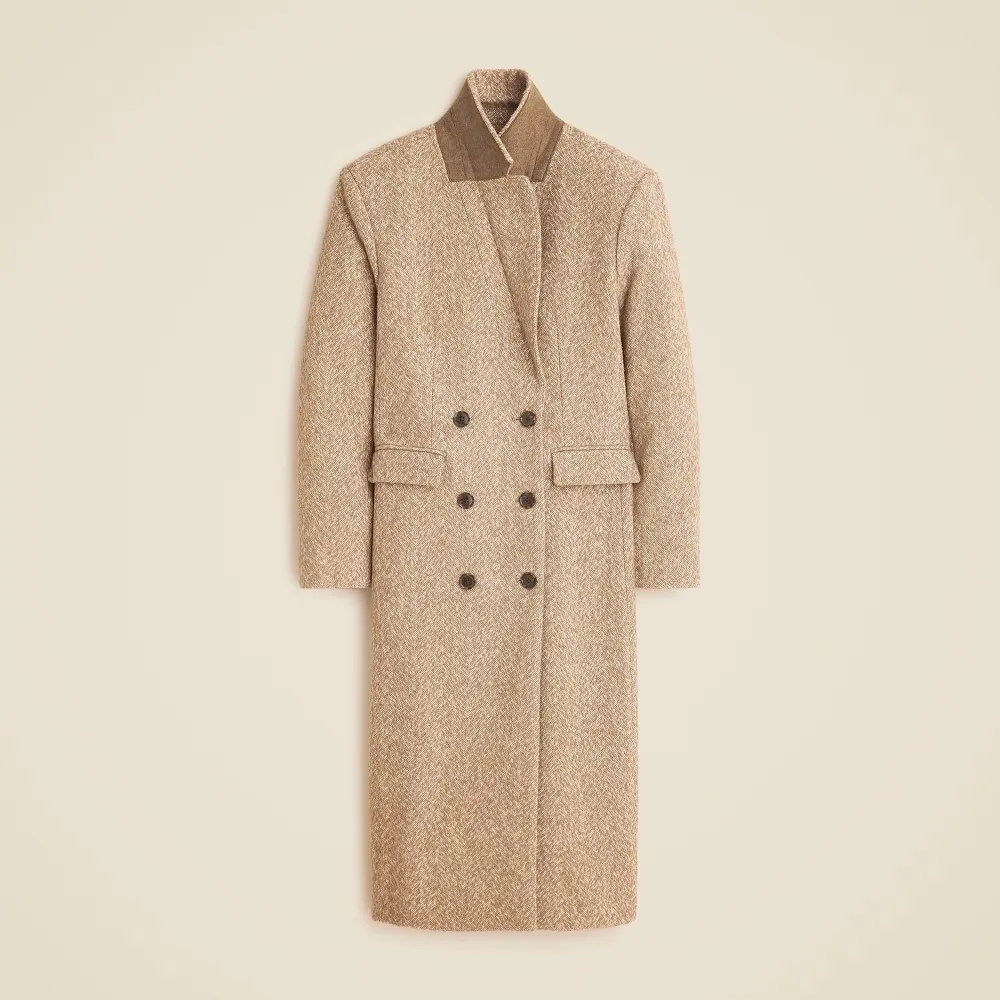 Double-Breasted Coat in Herringbone