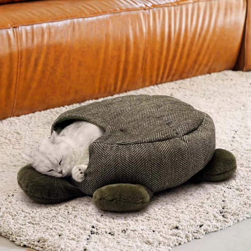 Turtle Wrapped-around Cat Sleeping Bag Bed