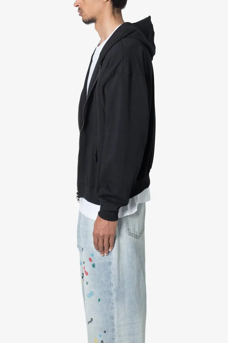JET BLACK BASIC ZIP UP HOODIE