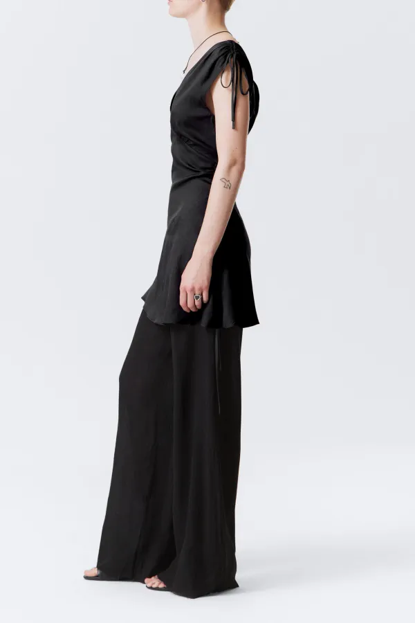 Drawstring V-Neck Mini Dress
