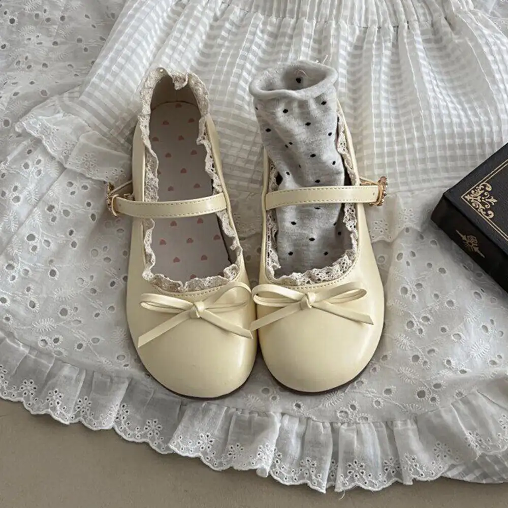 Pastel Dreams Lace Trim Mary Jane Flats