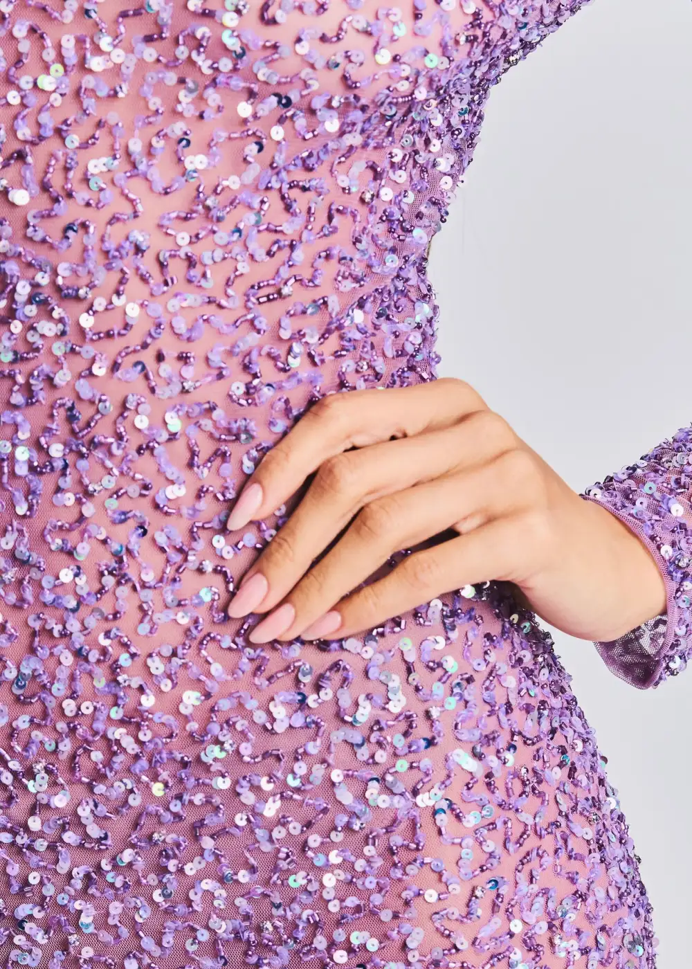 Long Sleeve Mesh Sequin Dress