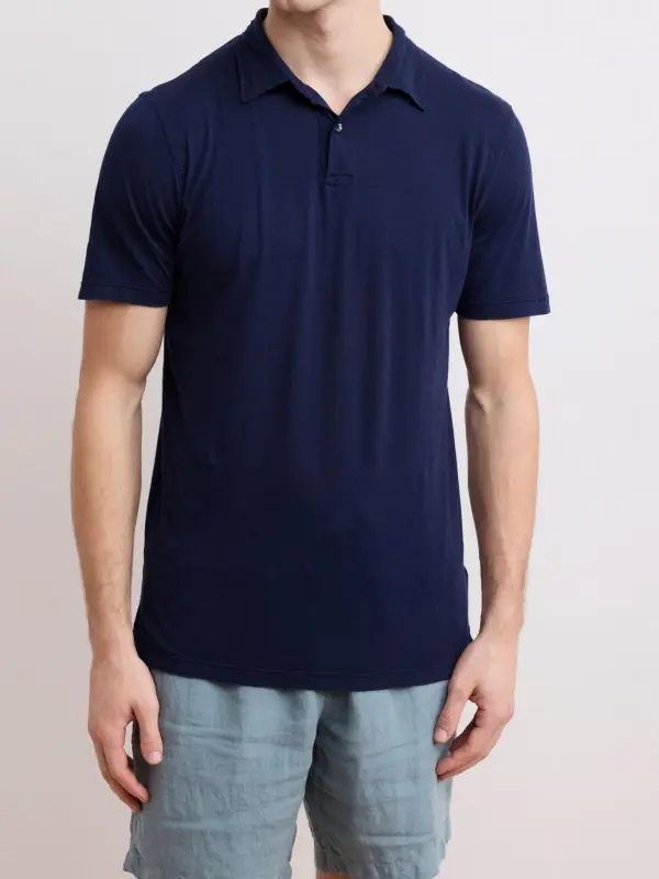 Comfortable Casual Breathable Soft Bleu Marine Polo Shirt