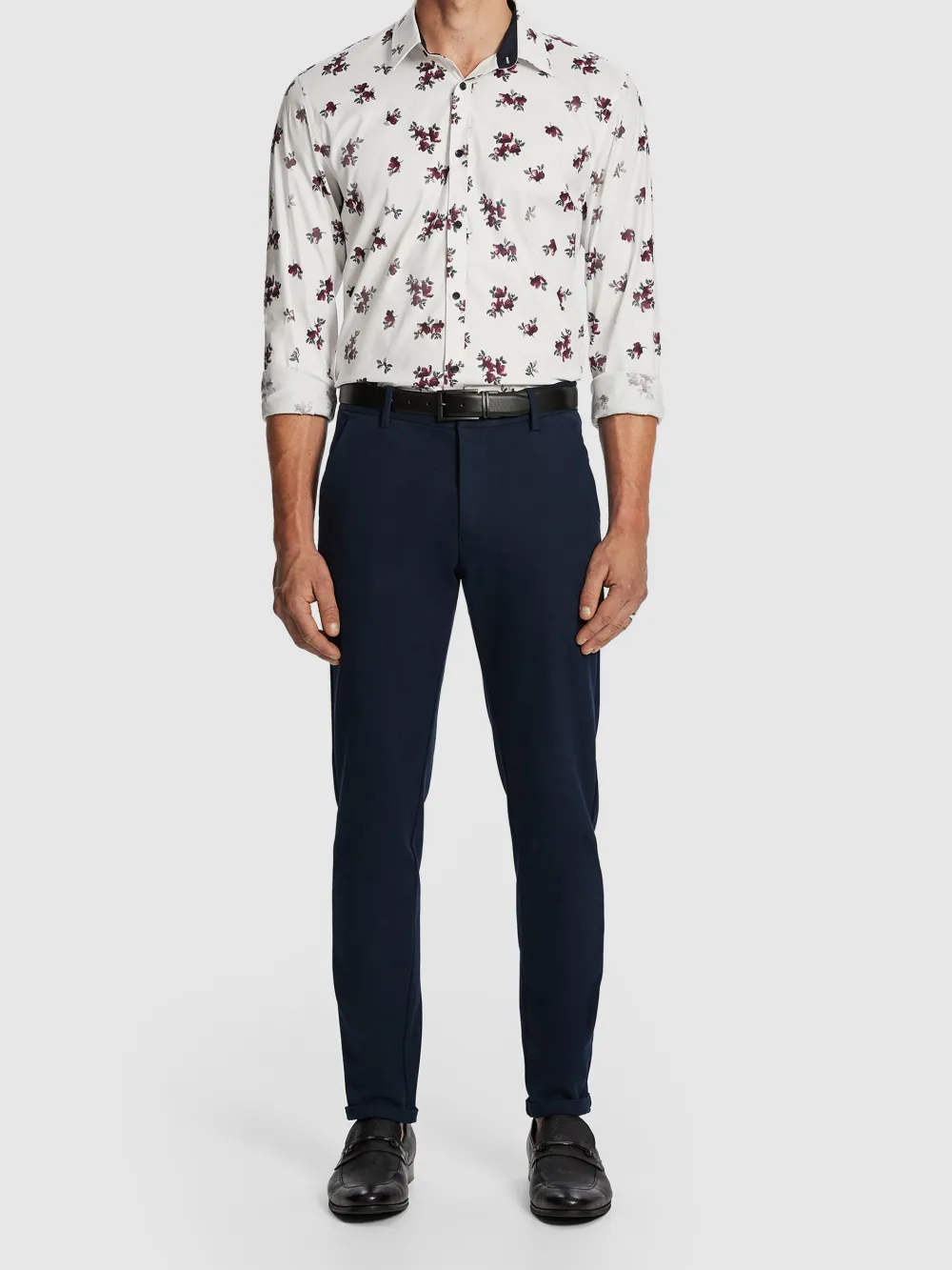 White Floral Print Long Sleeve Shirt