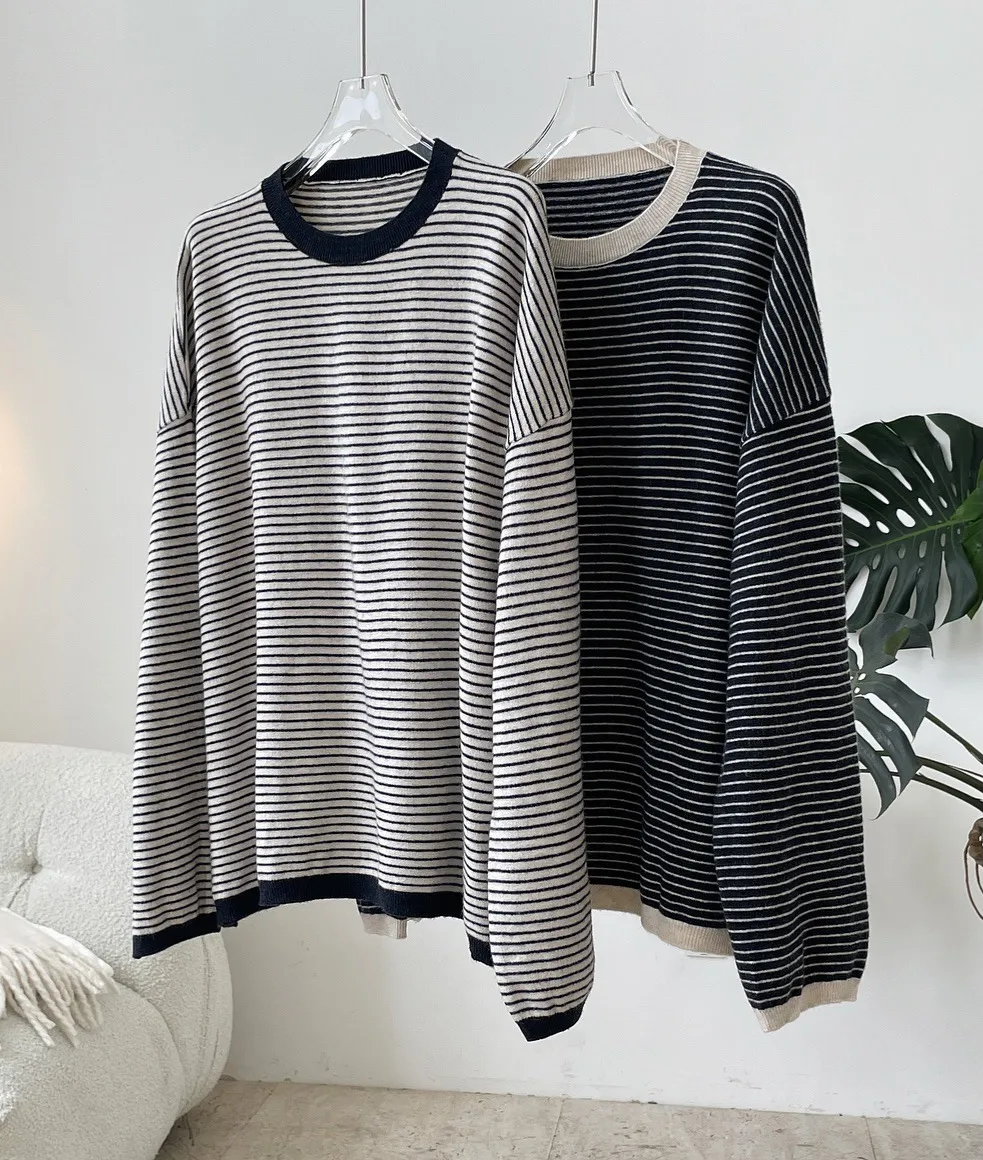 Retro Loose Striped Knitted Sweater