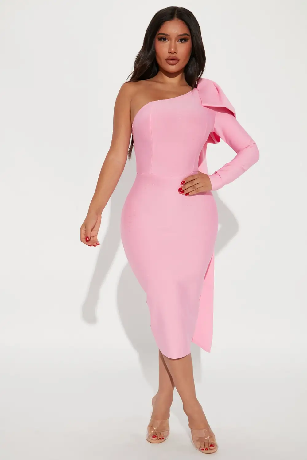 Perfectly Gifted Bandage Midi Dress - Pink