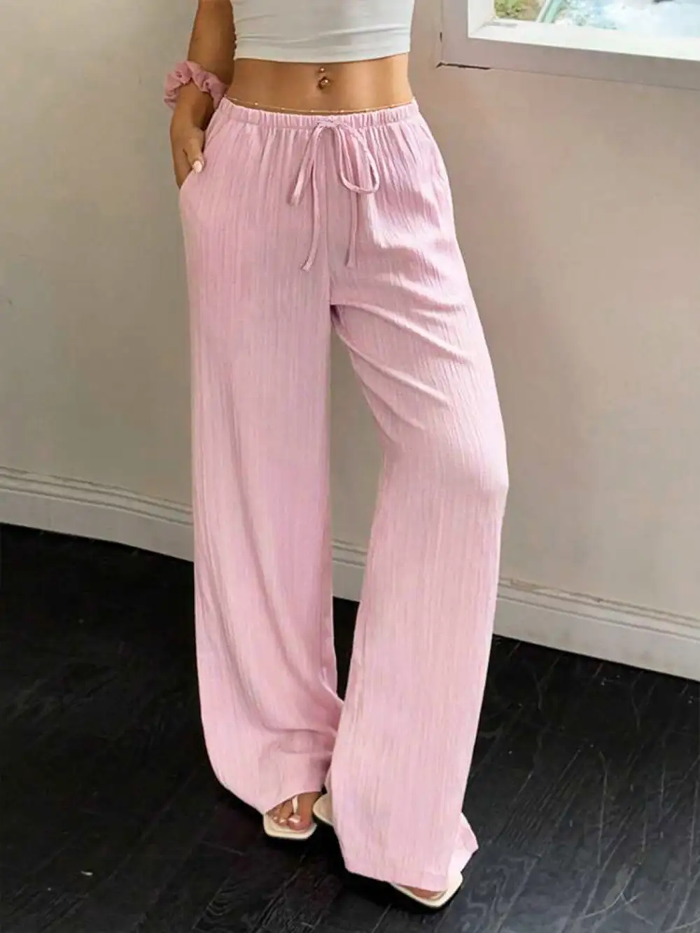 Relaxed Tied Wide Leg Pants