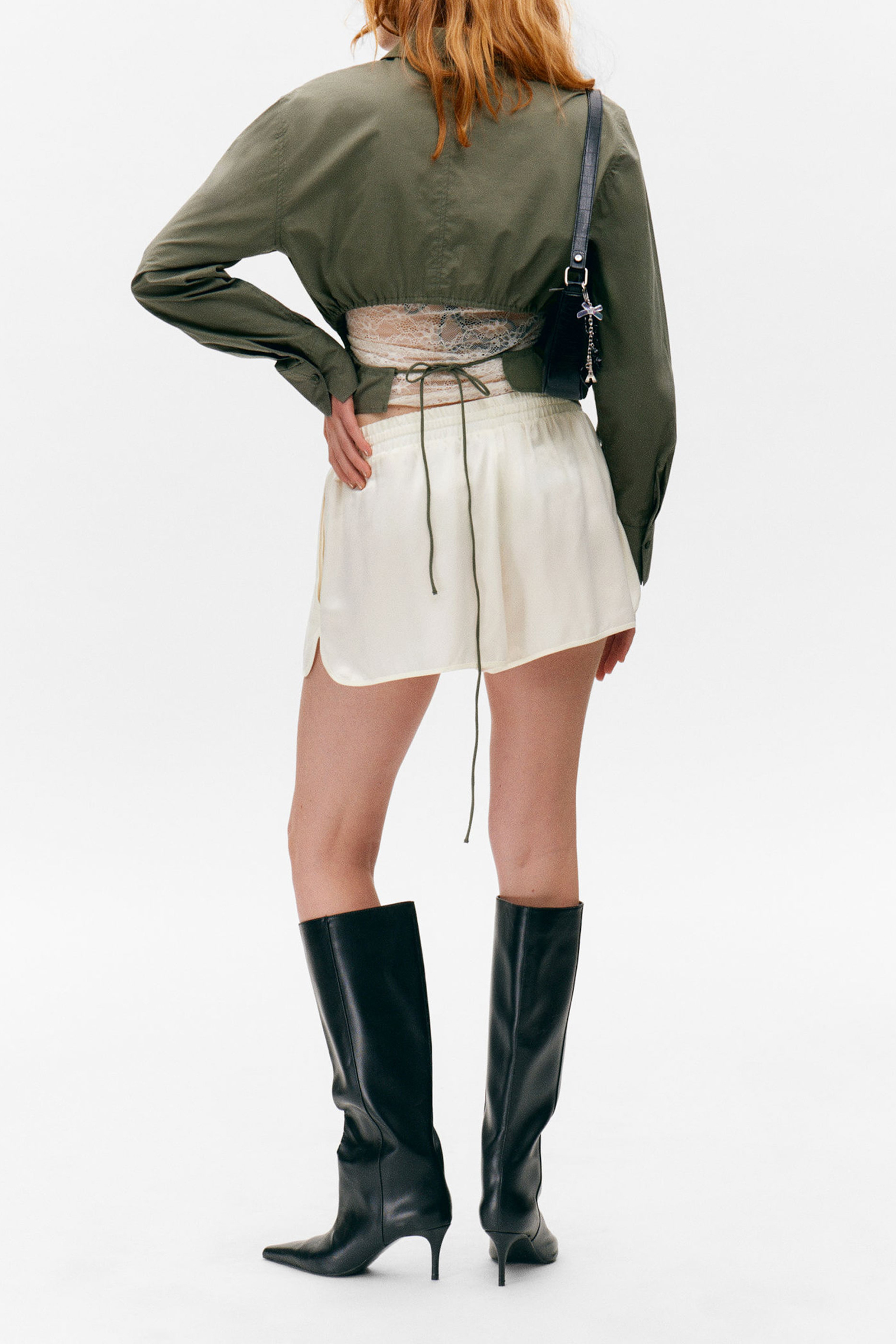 Cutout Back Drawstring Detail Shirt
