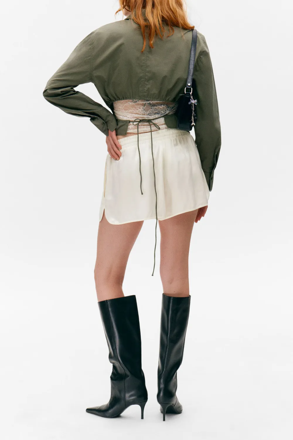 Cutout Back Drawstring Detail Shirt