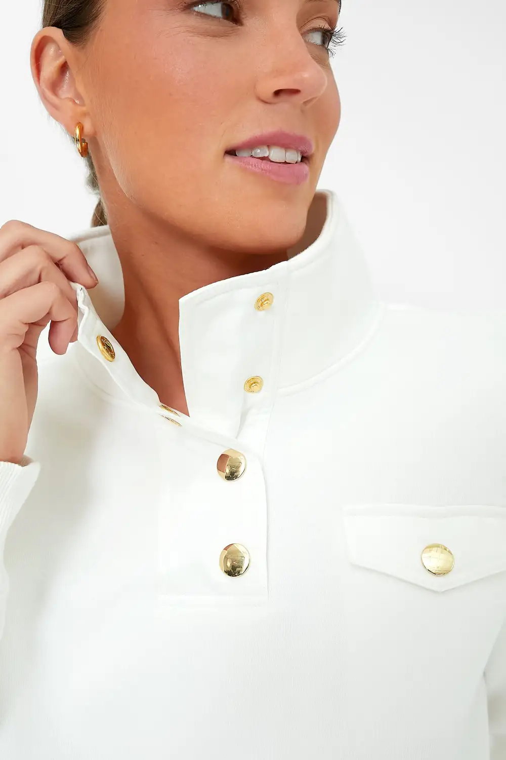 White Snap Neck Bailey Pullover