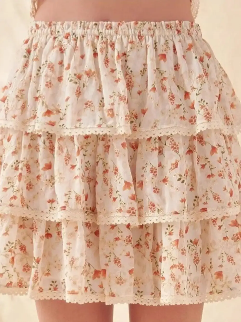 Ruffle Floral Mini Skirt