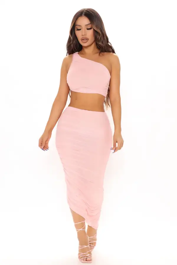 Love Story Mesh Skirt Set - Blush