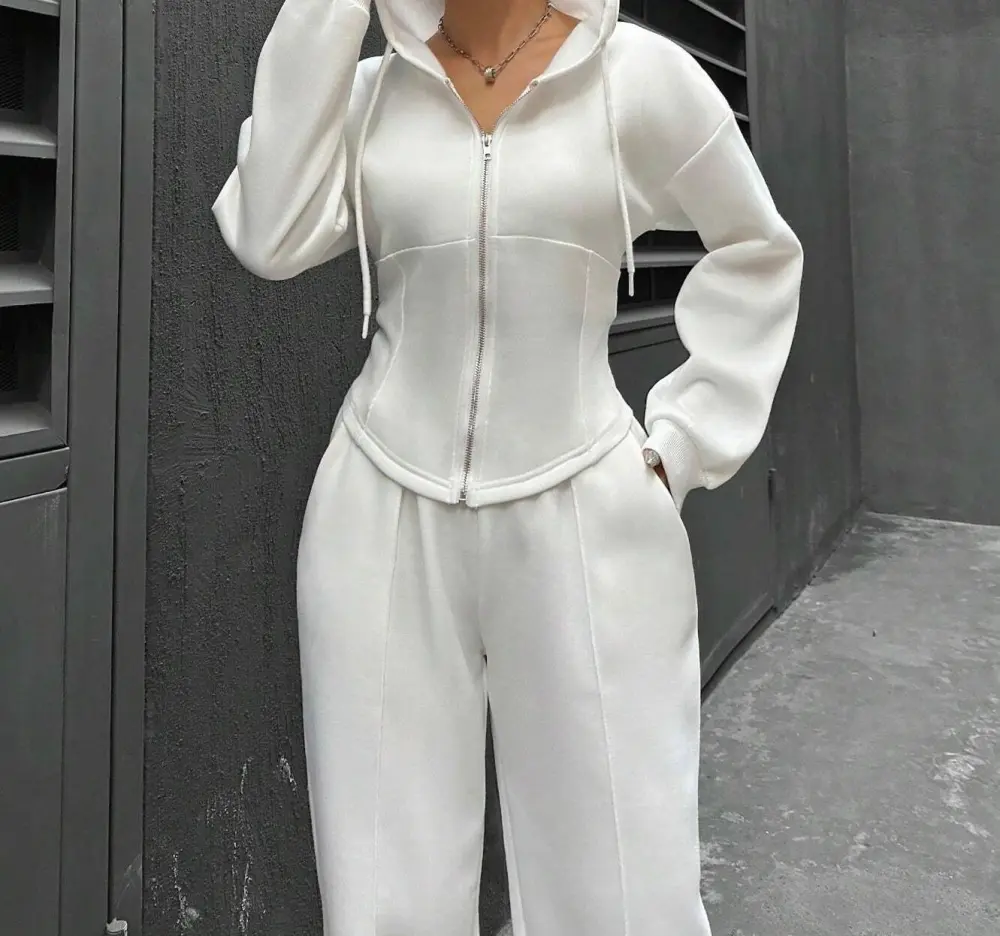 Women's Grey Hoodie Sweatshirt Set