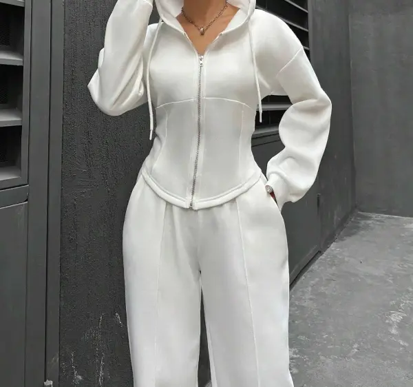 Women's Grey Hoodie Sweatshirt Set