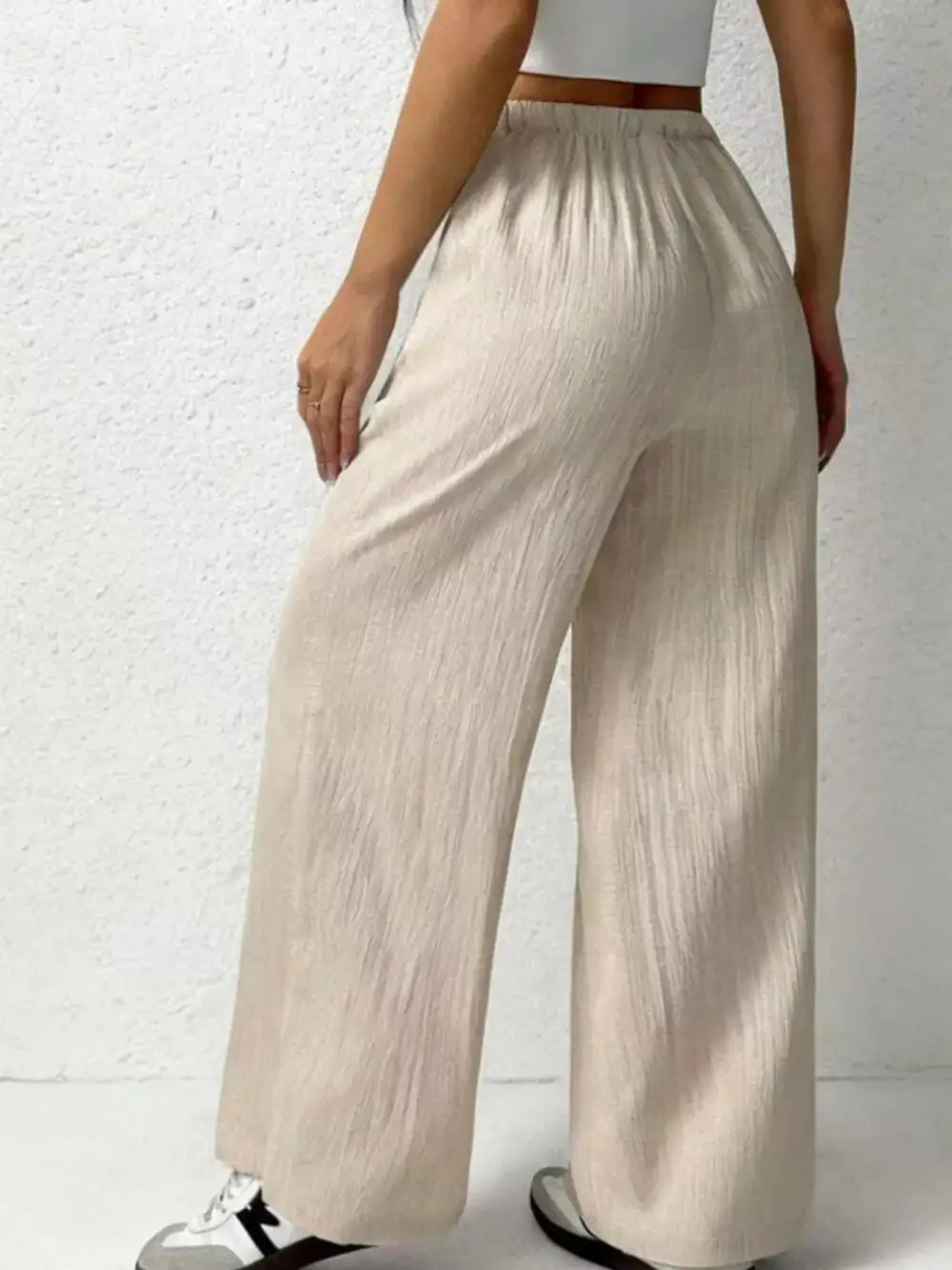 Casual Drawstring Wide Leg Pants