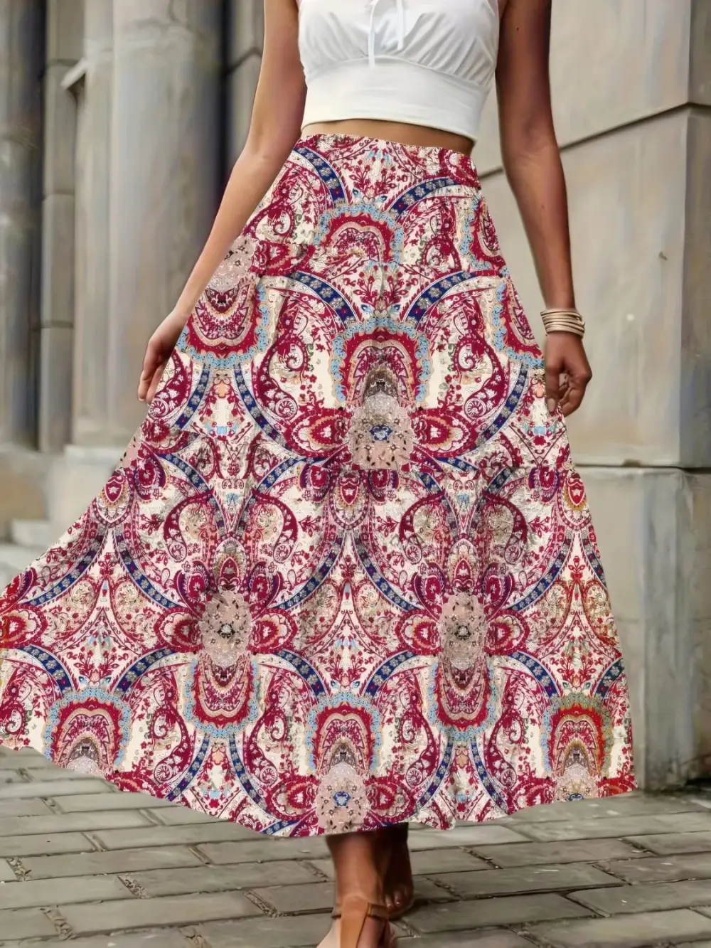 Smocked High Waist Skirt
