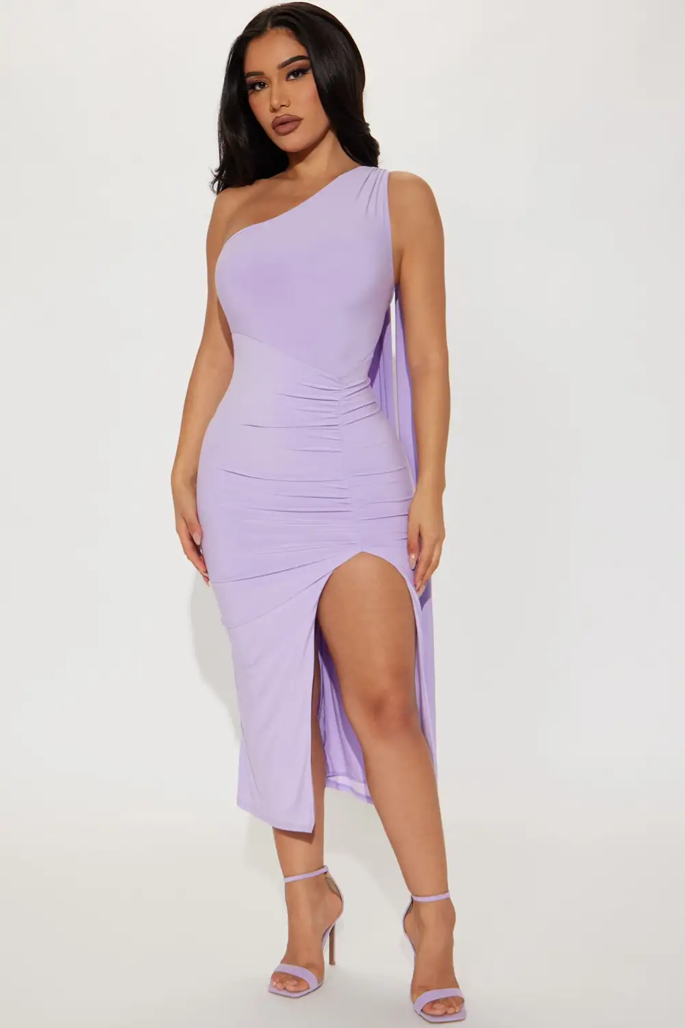 Alanna One Shoulder Midi Dress - Lavender