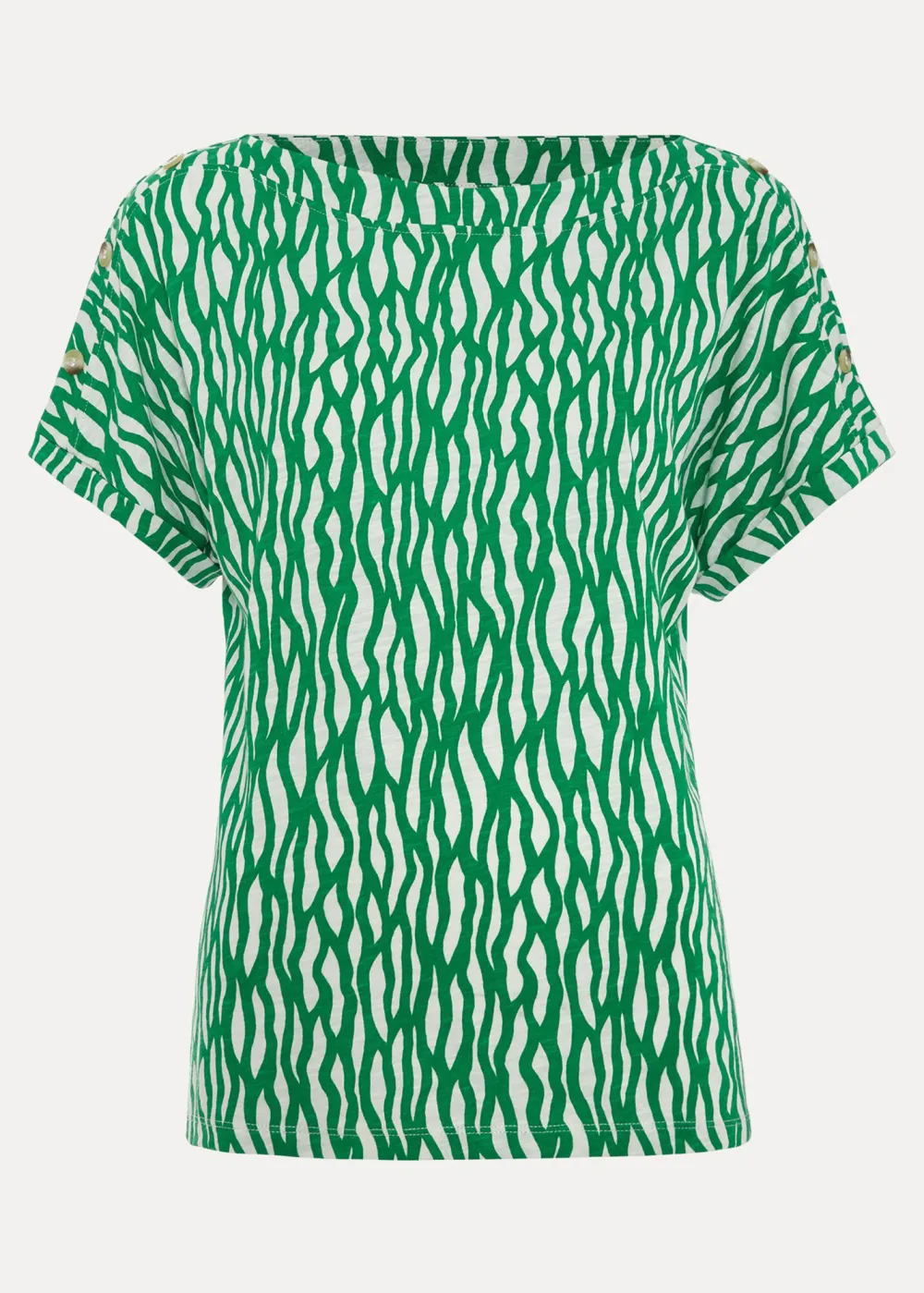 Everyday All-Match Cotton Abstract Green Pattern Top