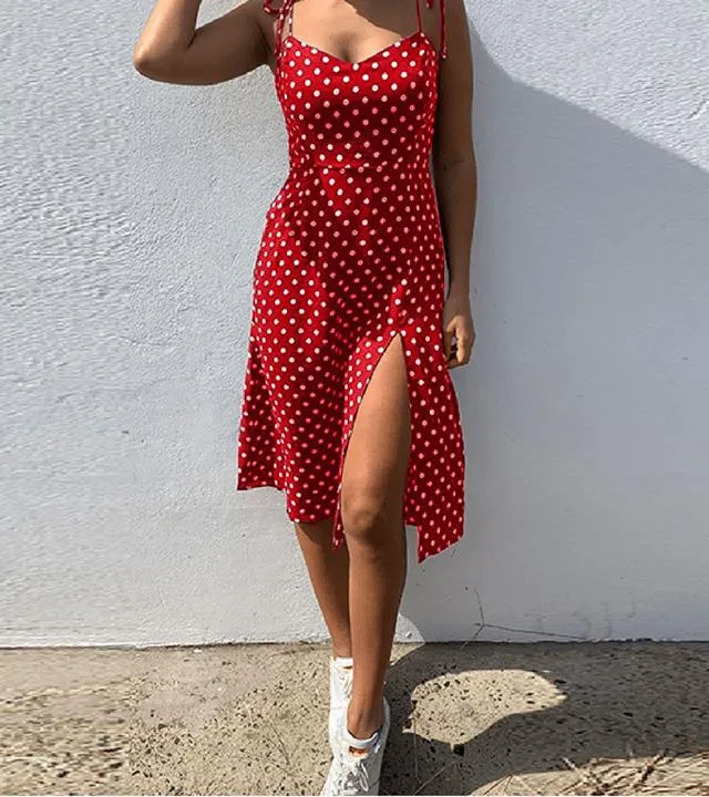 Women's Polka Dot Sleeveless Summer Dress