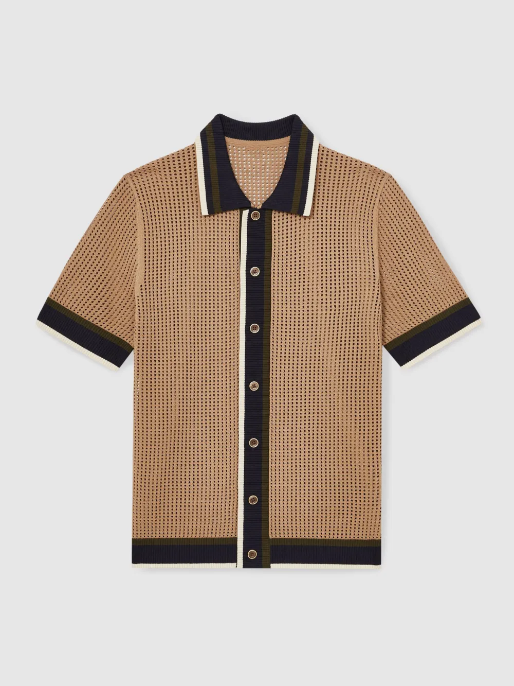 Vacation Breathable Crochet Fabric Men's Shirt