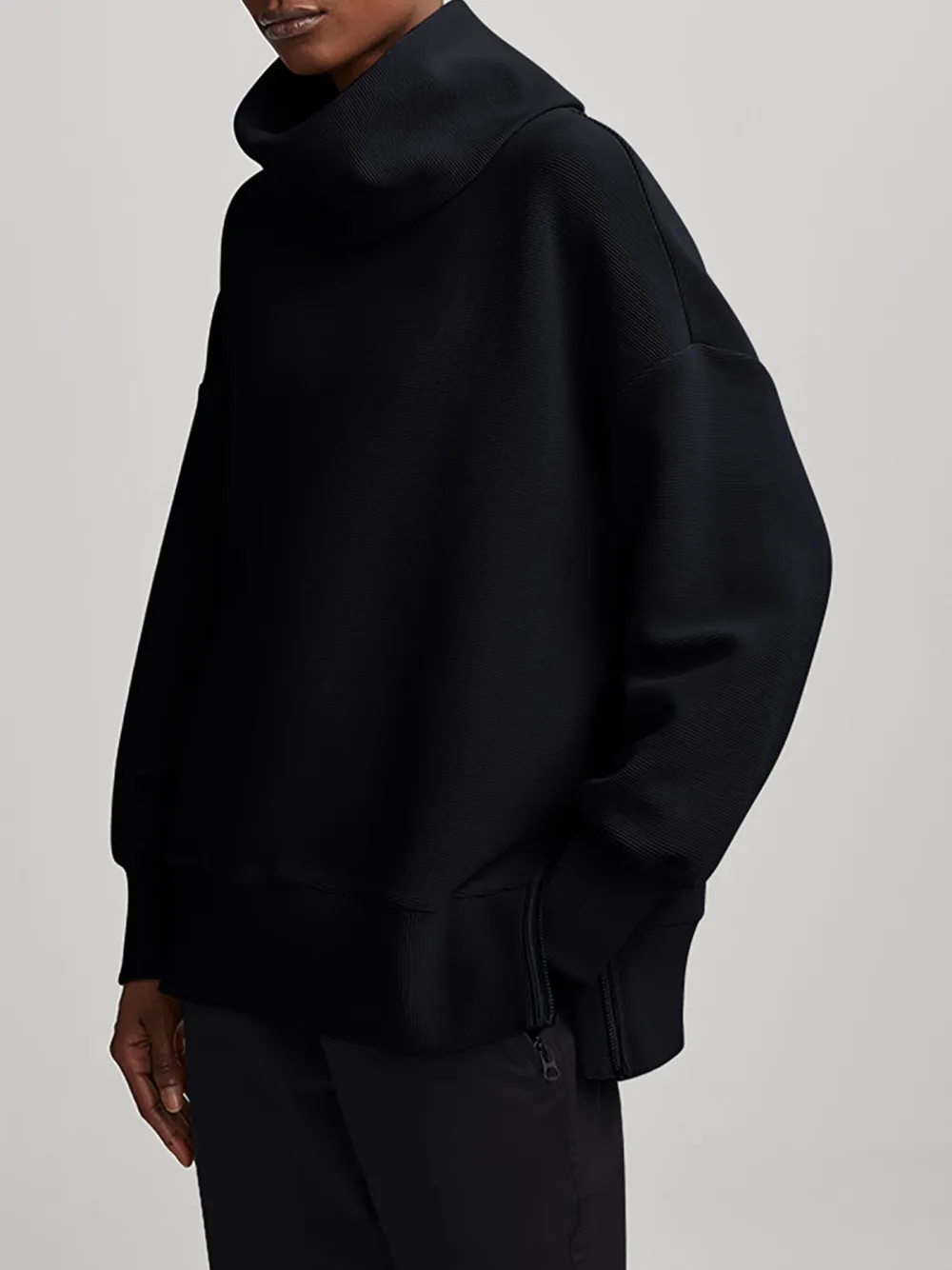 Casual Turtleneck Textured Knit Sweatshirt