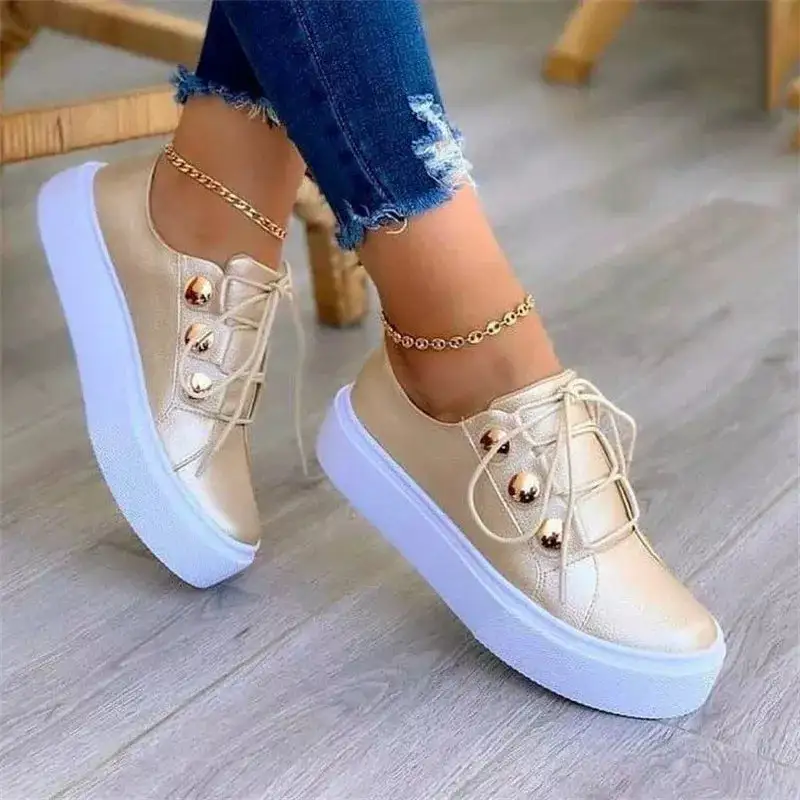 Modern Round Toe Platform Sneakers