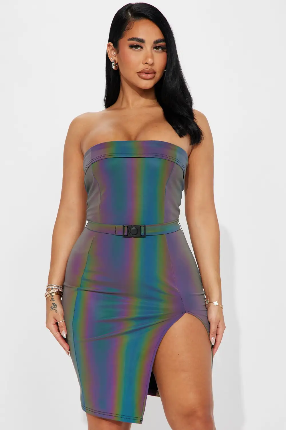 Stop Traffic Reflective Mini Dress - Multi Color