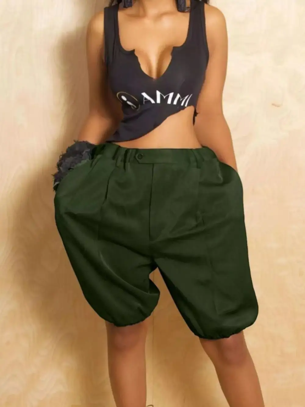 Pleated Detail High Waist Shorts