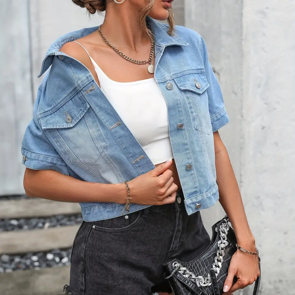 Short Sleeve Denim Jacket: Summer Staple (Cropped, Button Up)