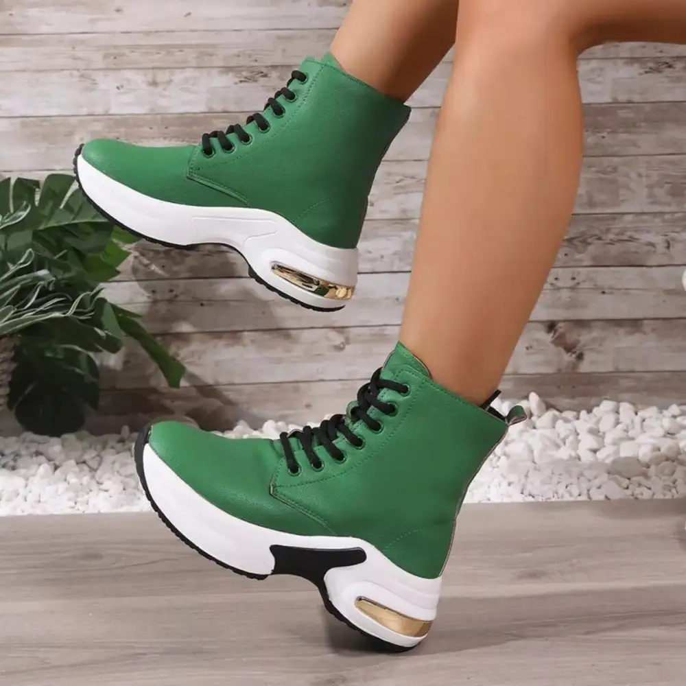 Modern Lace Up Platform Ankle Boots