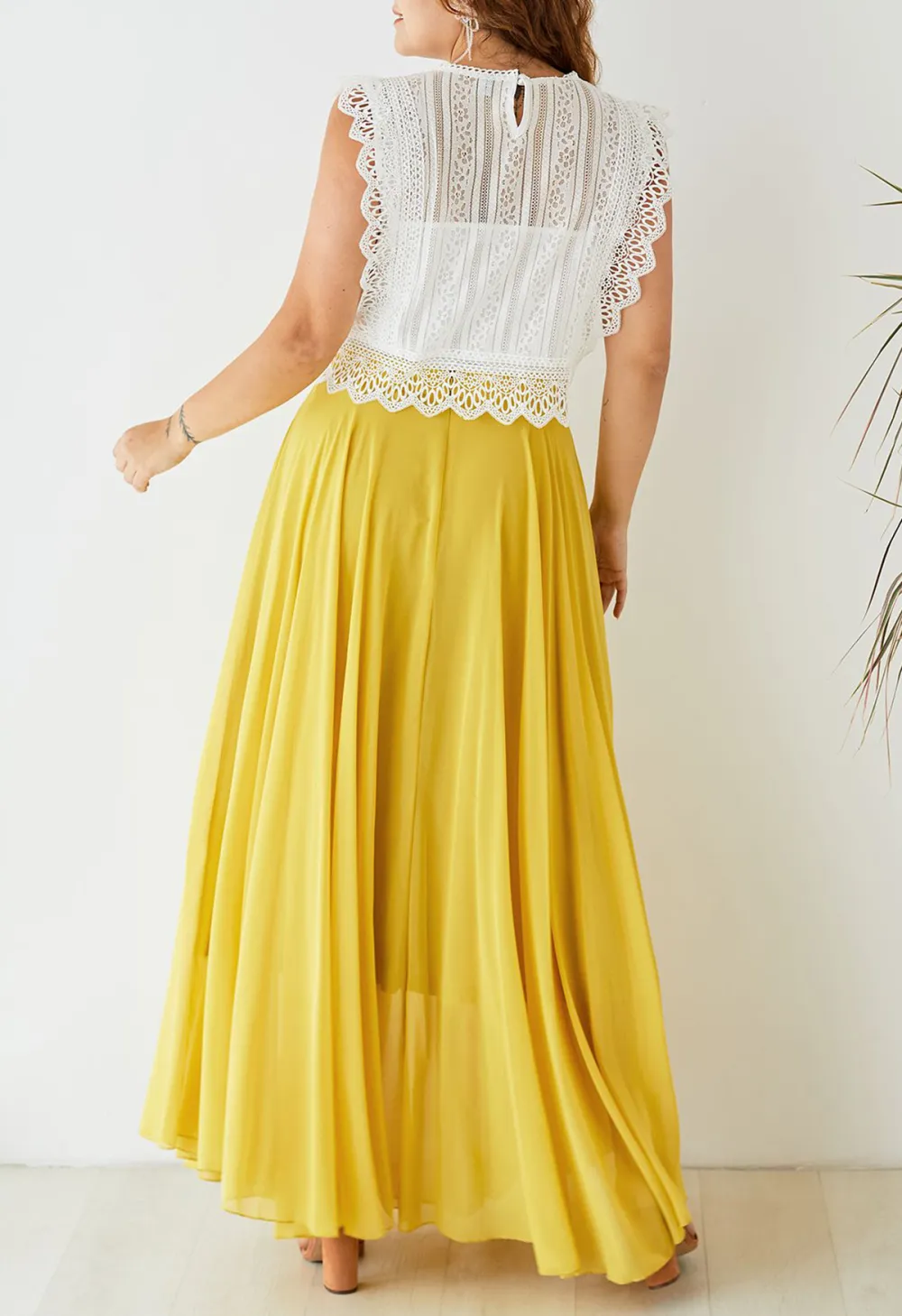 TIMELESS FAVORITE CHIFFON MAXI SKIRT IN MUSTARD