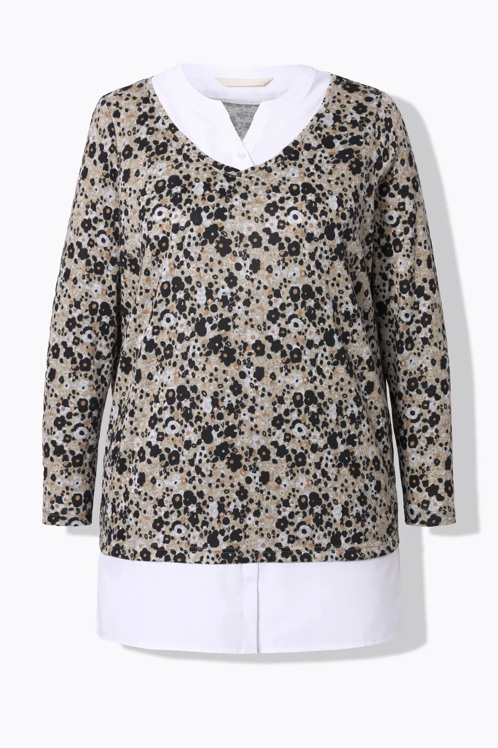 Small Floral Fake Two Sweaters