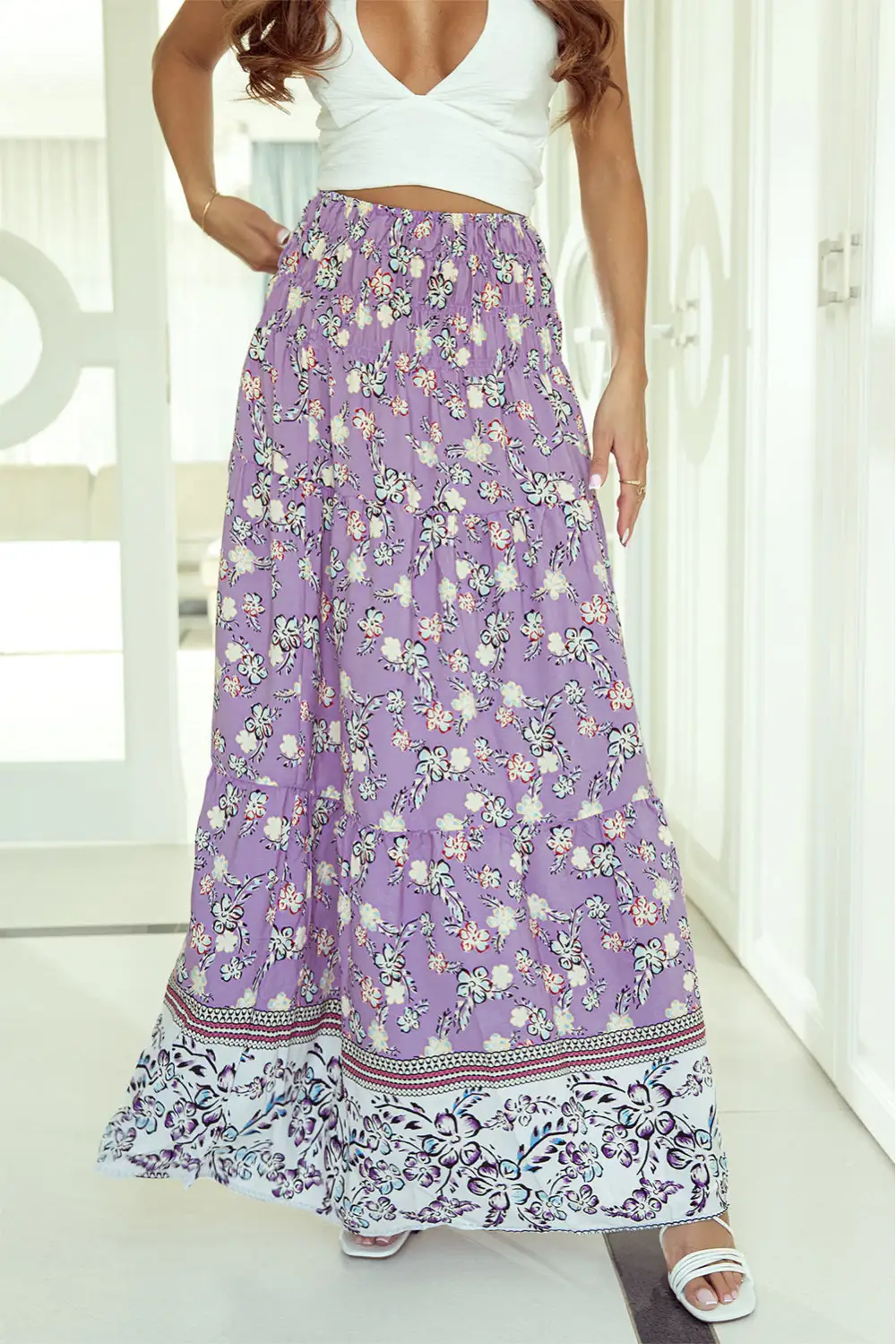Casual Maxi Floral Print Skirt