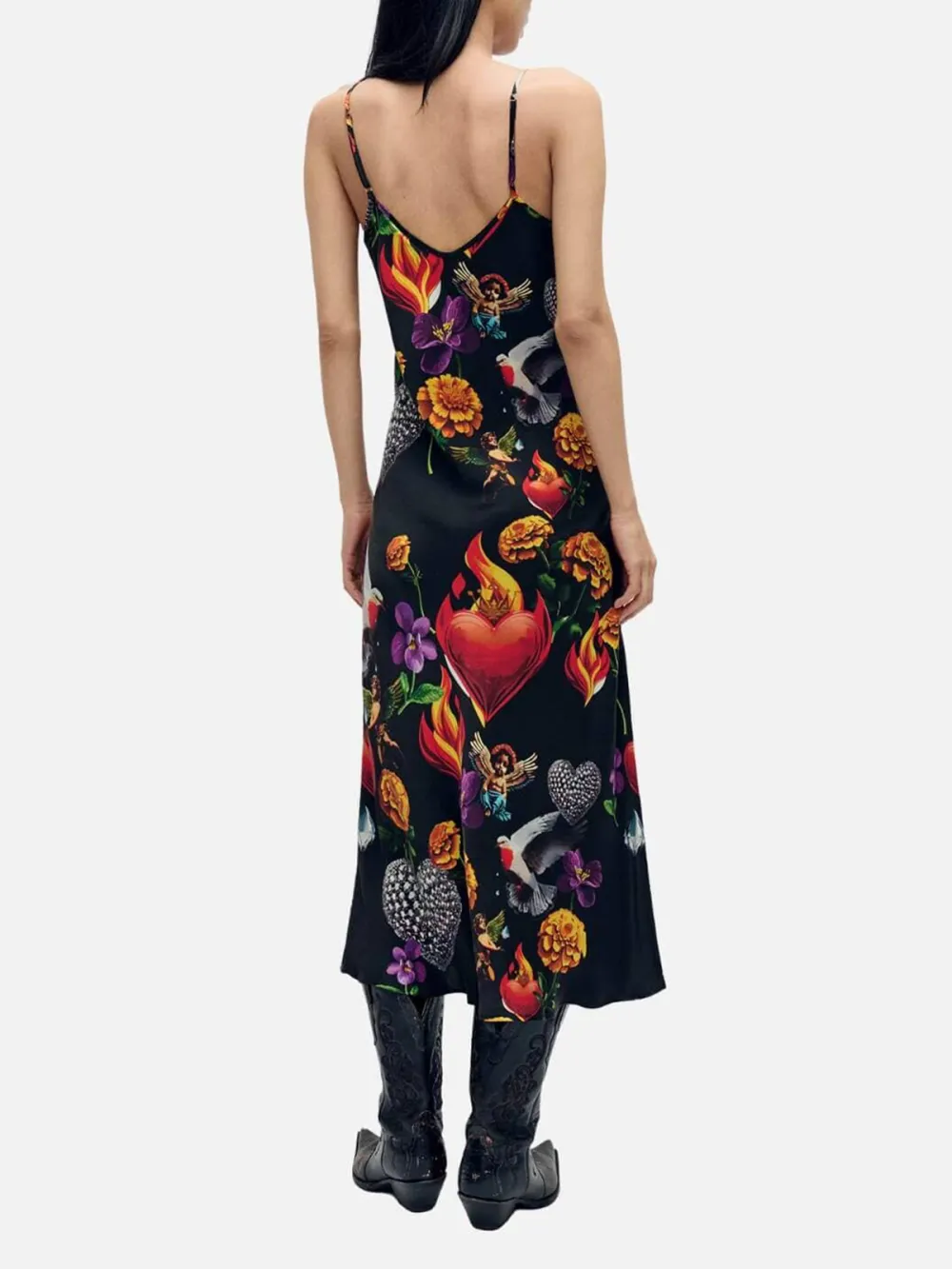Print Spaghetti Strap Midi Dress