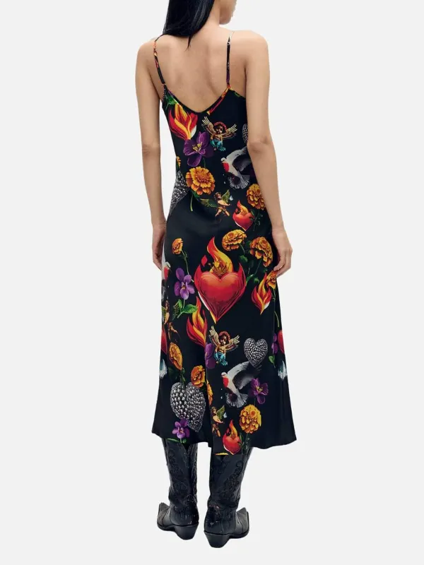 Print Spaghetti Strap Midi Dress