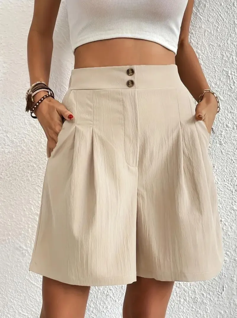 High Waisted Pleated Shorts