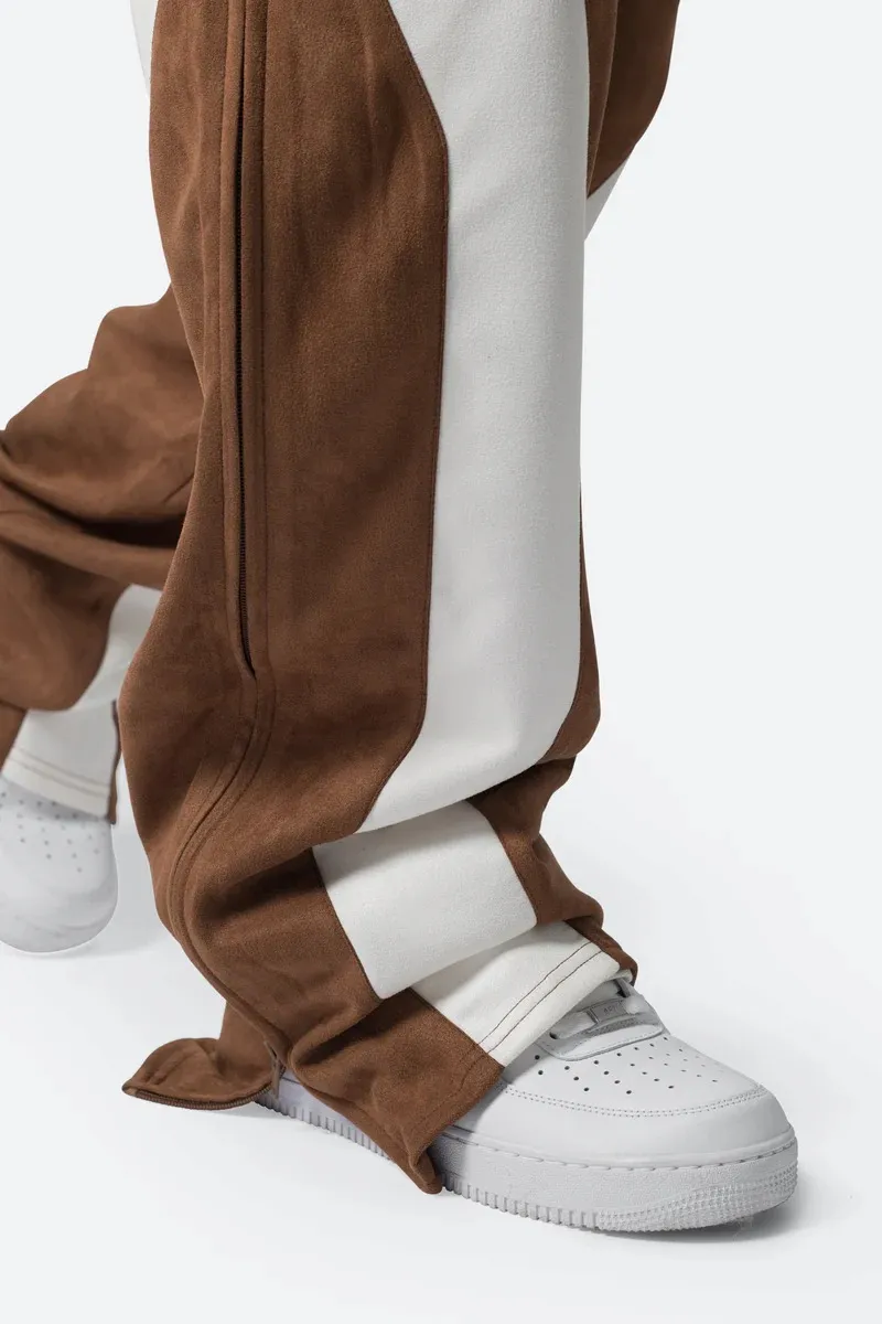 BROWN ELASTIC WAIST WIDE LEG PANTS