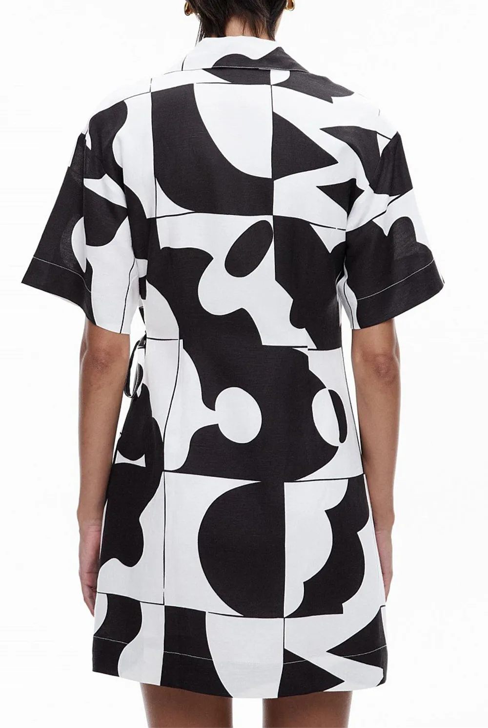 Retro Bow Tie Color Block Dress